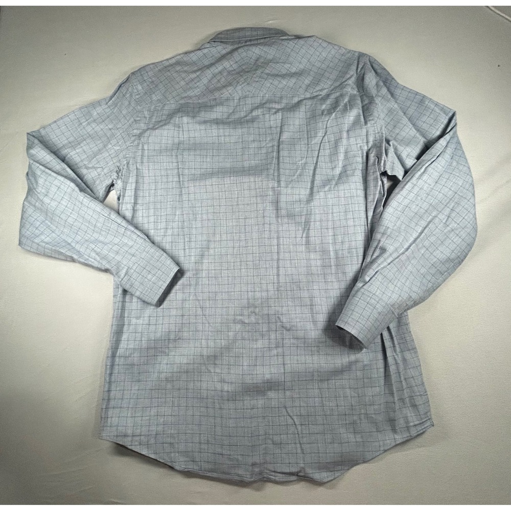 Madeline Finn Mens Classic Fit Blue Windowpane Check Long Sleeve Button Down L - Picture 3 of 6